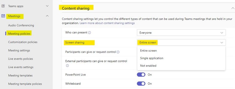 Teams Meeting Policies