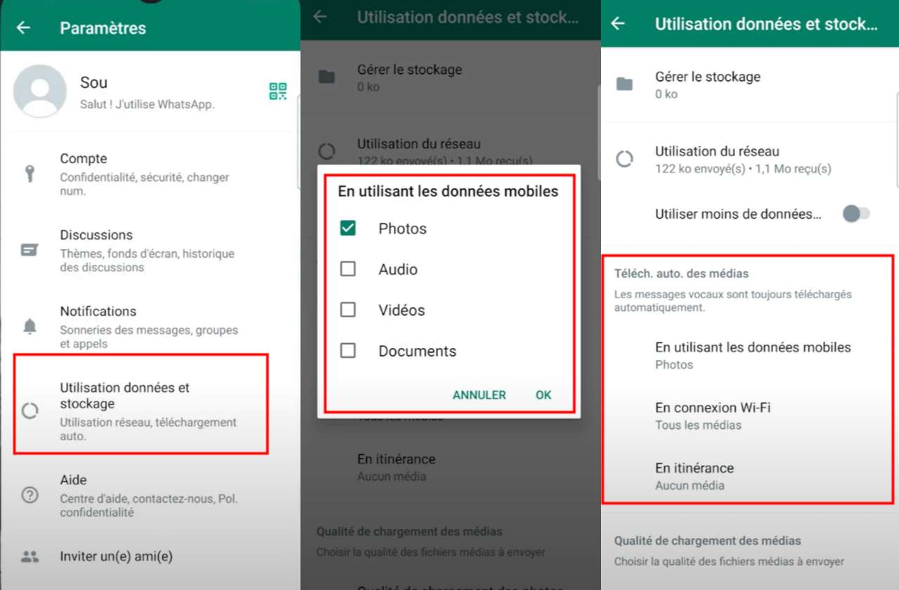 Téléchargement automatique des médias sur WhatsApp