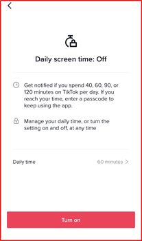 turn on daily screen time