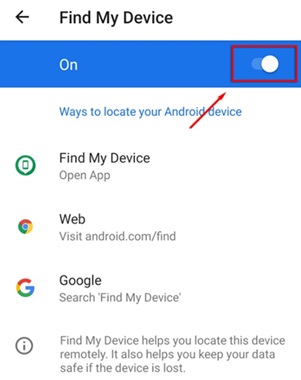 turn on Find My Device