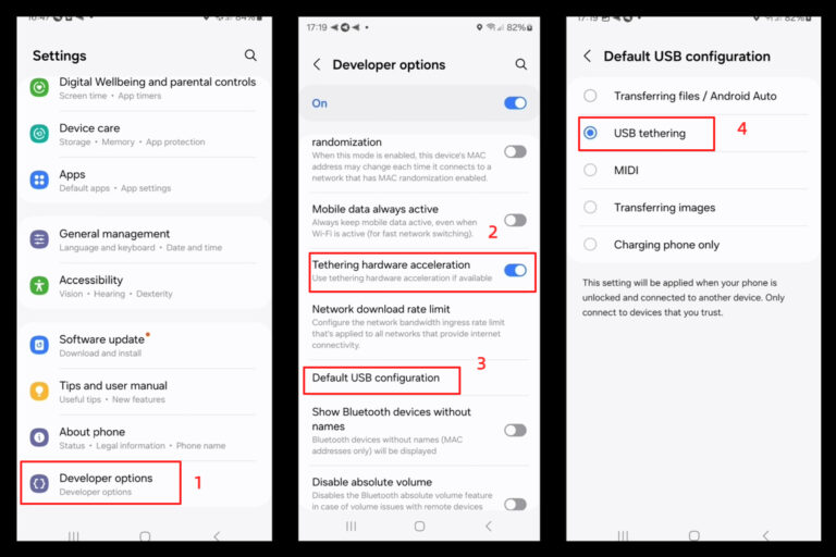 Turn on USB Tethering