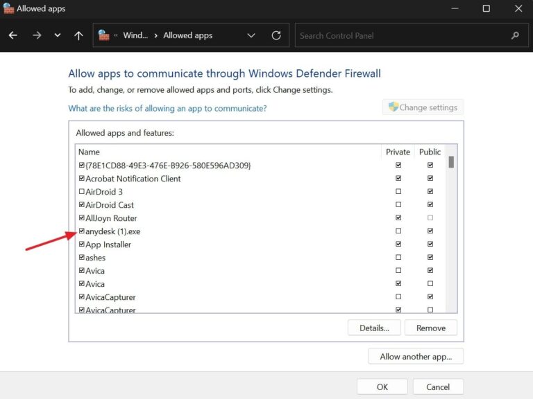 unblock AnyDesk from Firewall