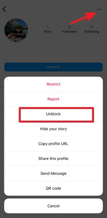 desbloquear alguém no instagram