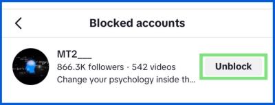 unblock someone on TikTok