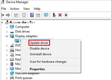 actualizar driver de gráficos en Windows