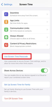 utilisez le code d'accès au temps d'écran iPhone