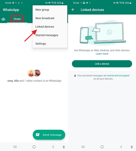 utilisez les appareils liés à WhatsApp sur Android