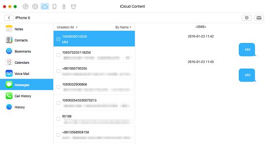 Voir les messages SMS en ligne à partir d'iCloud