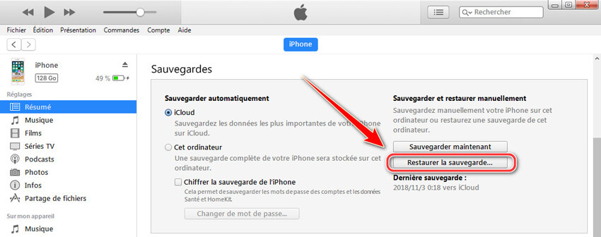 Voir les messages supprimés sur WhatsApp via iTunes