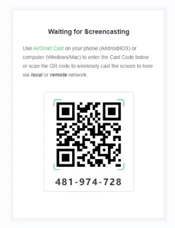 código QR de AirDroid Cast