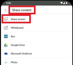 Webex Share screen Android