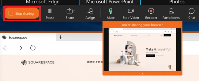 Webex Stop sharing