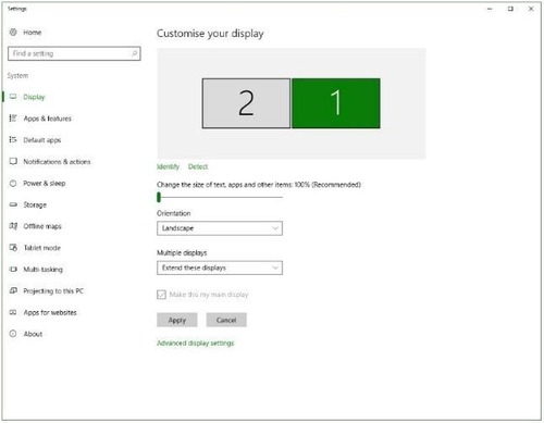 configure multiple monitors on Windows Display settings