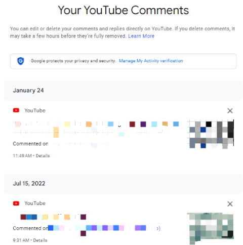 visualiser l'historique des commentaires YouTube