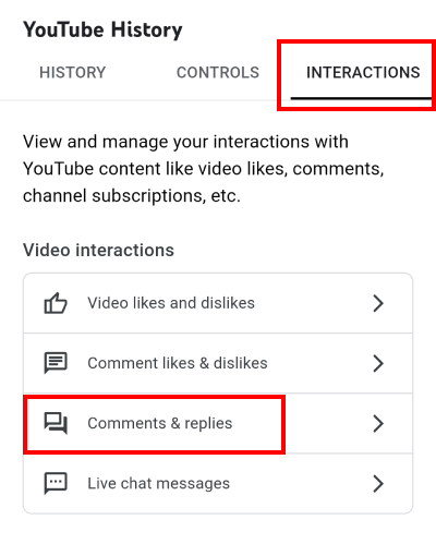 visualiser l'historique des commentaires YouTube sur l'application