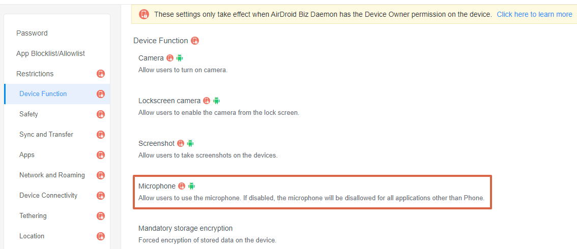 Access "Microphone" Policy Setting Section 