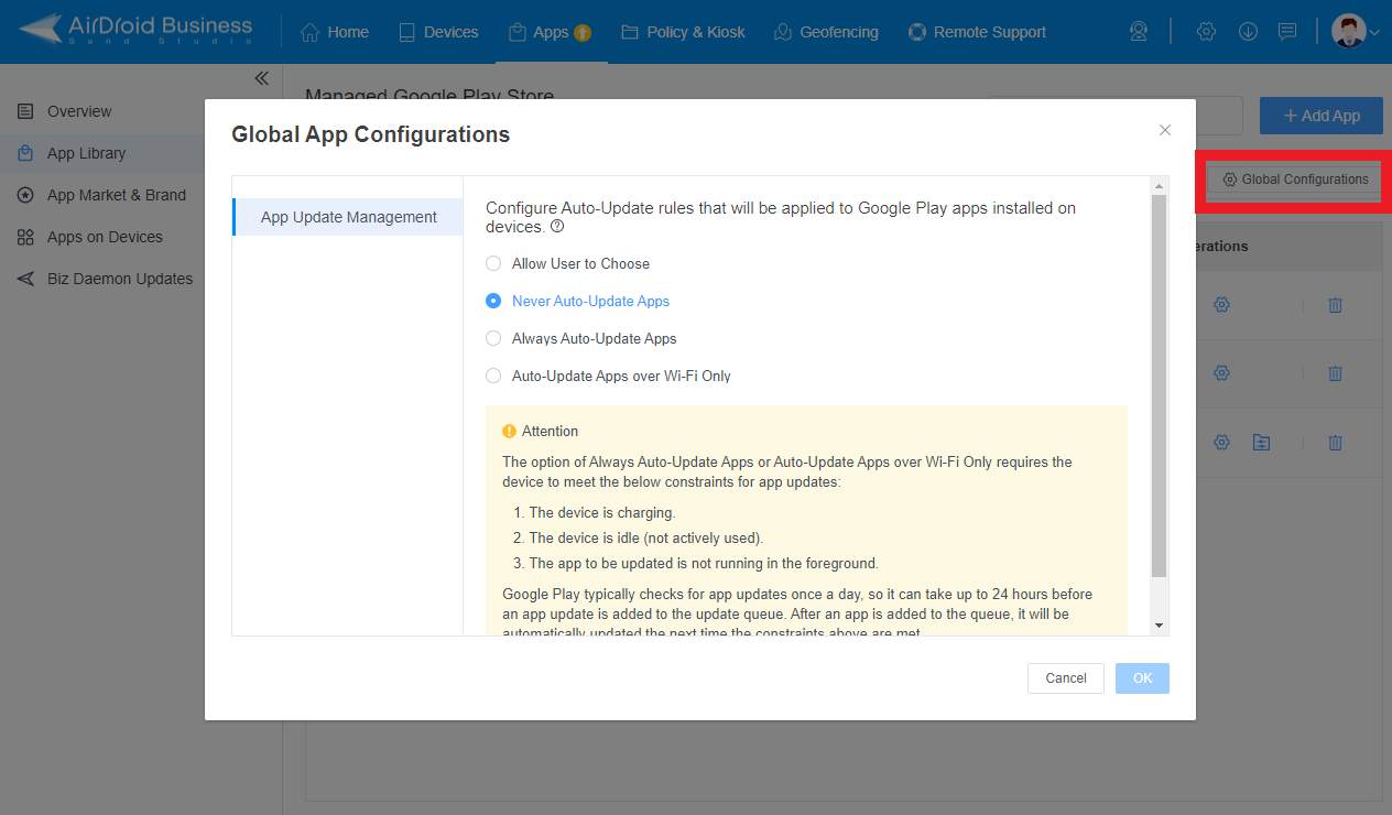 Global App Configurations