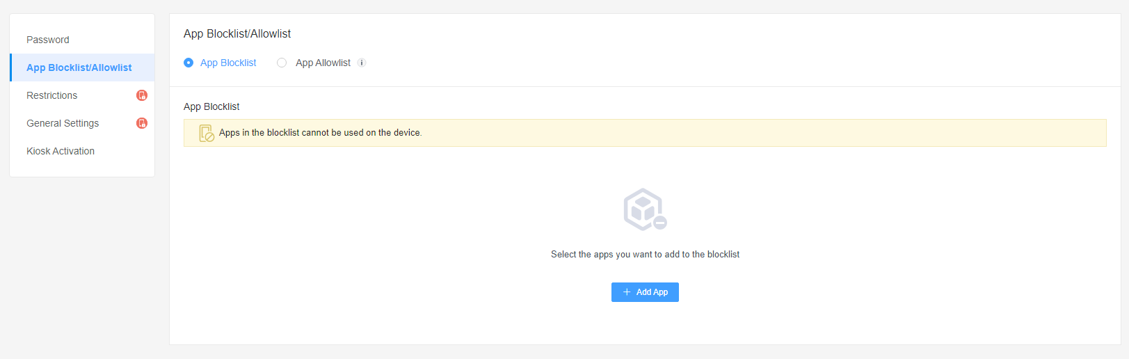 "App Blocklist/Allowlist" section