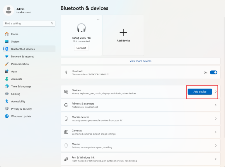 add device Win11 Bluetooth