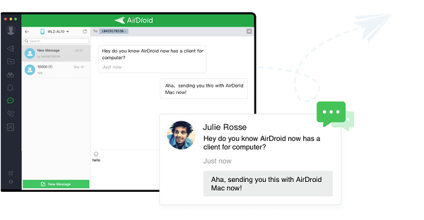 ver y contestar mensajes de texto Airdroid Personal