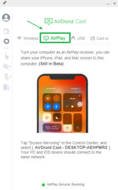 AirPlay connection in AirDroid Cast
