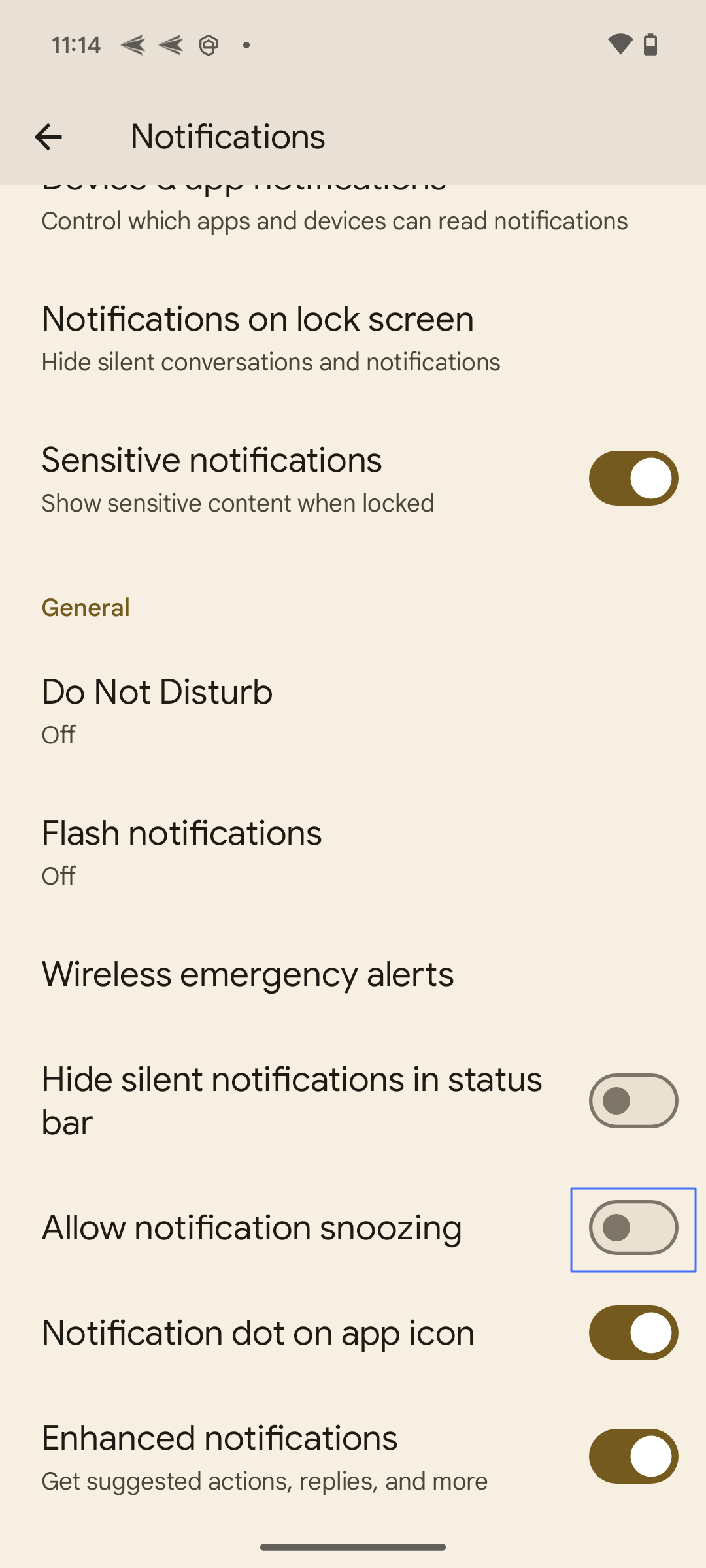 allow notification snoozing