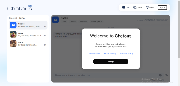 Aplicación Chatous