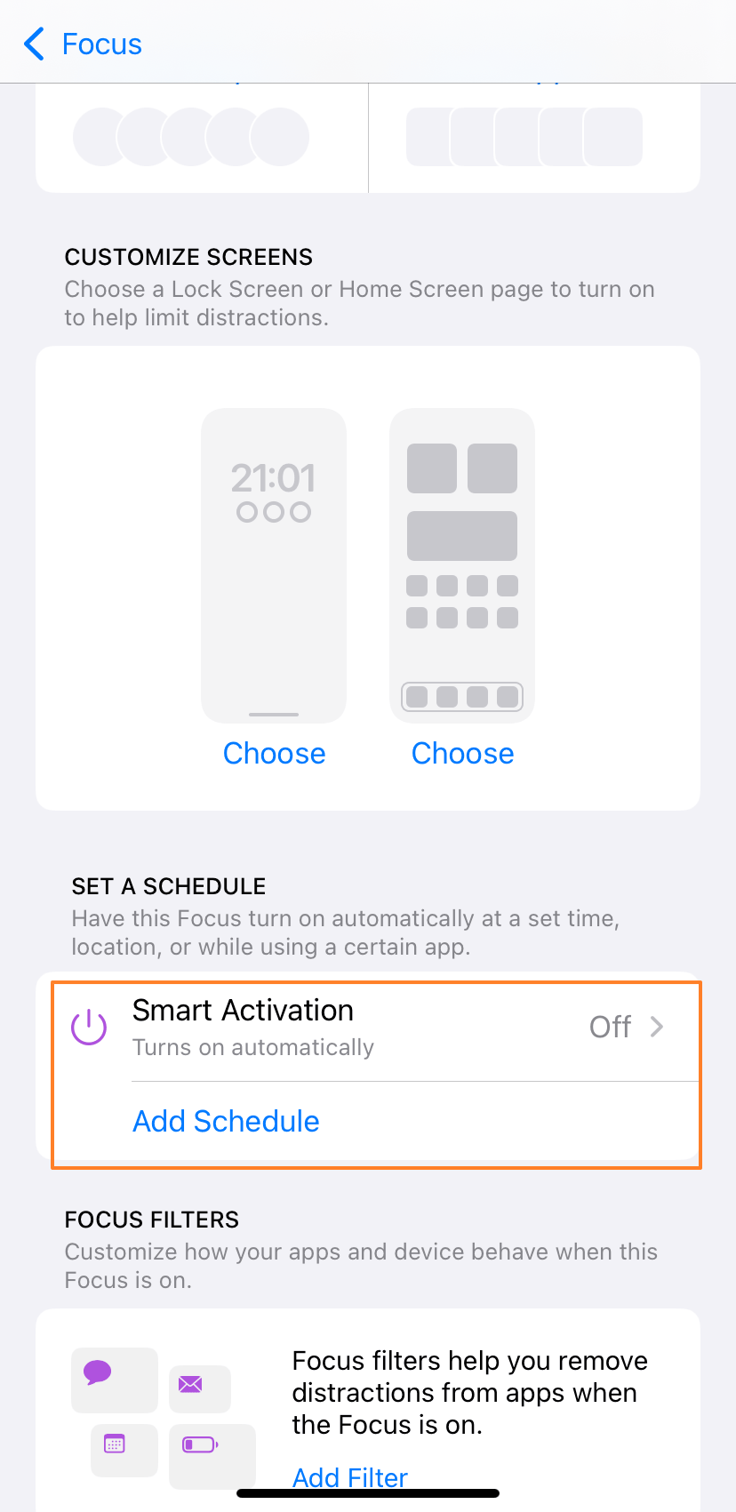 click Add Schedule or Smart Activation 