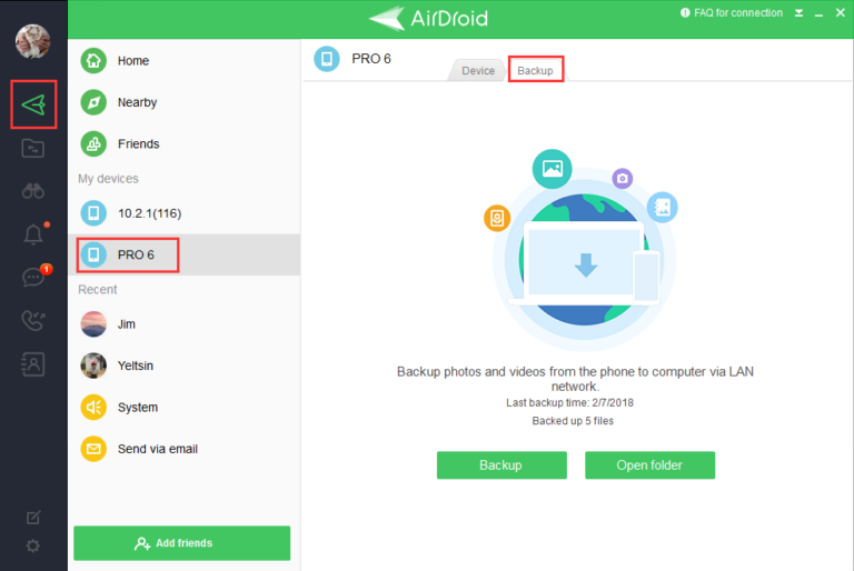 デバイス 接続する airdroid