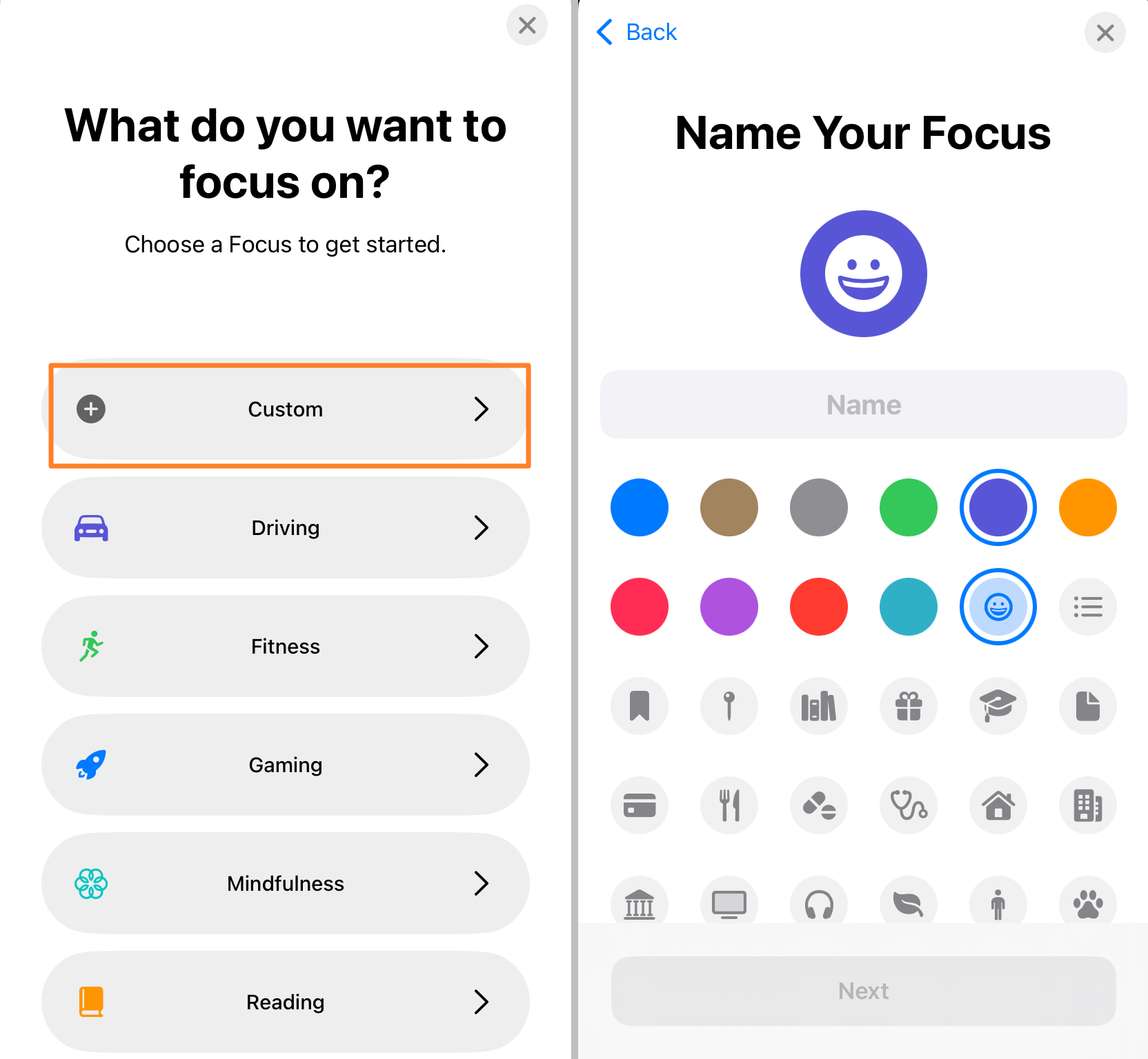 create new focus mode