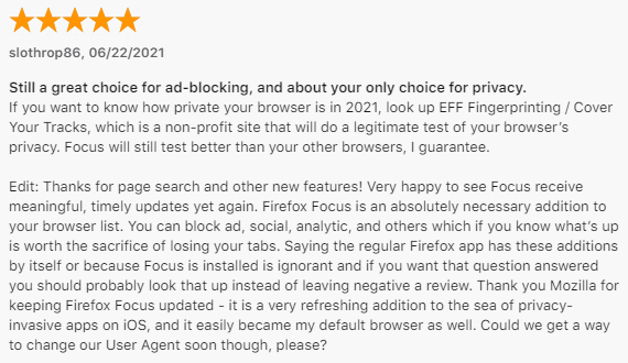 Firefox Focus user review