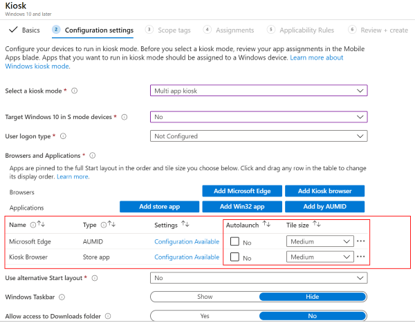 intune windows multi app kiosk1