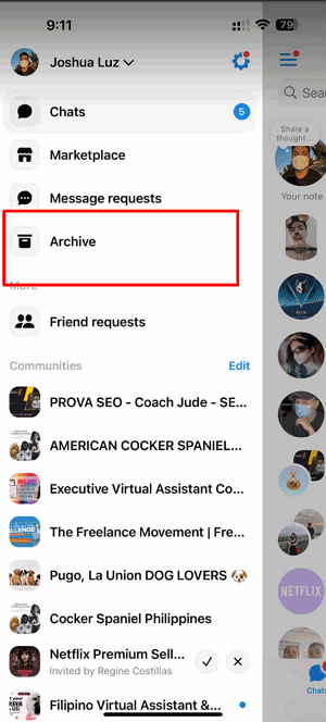 check Archived chats on Messenger