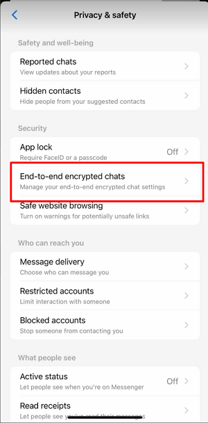 Messenger End-to-end encrypted chats