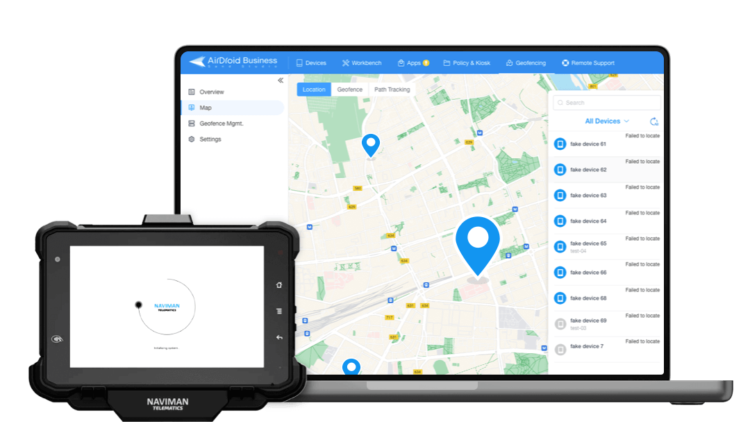 Solution MDM d'AirDroid Business pour Naviman Telematics