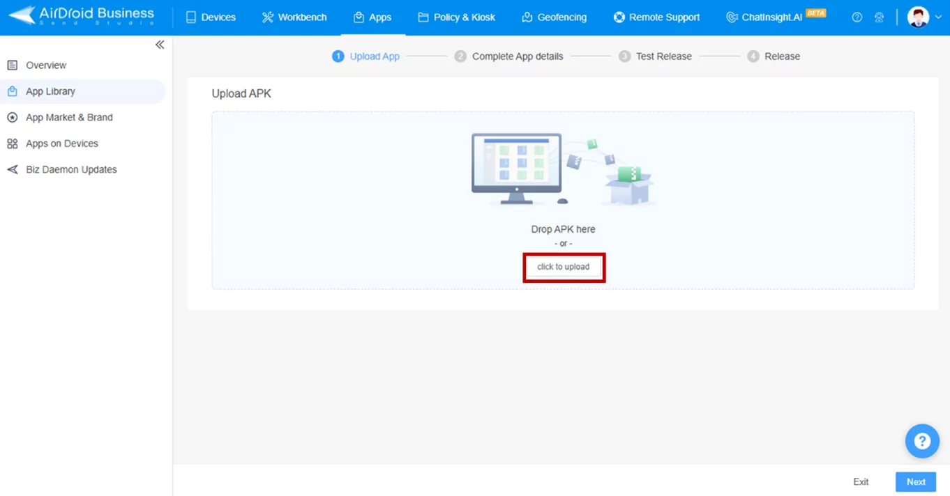 APKファイルをリモートデバイスへ