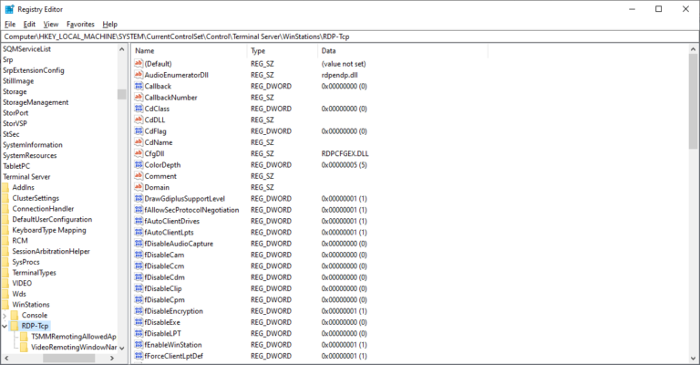 click RDP Tcp