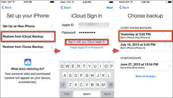 restore WhatsApp from iCloud