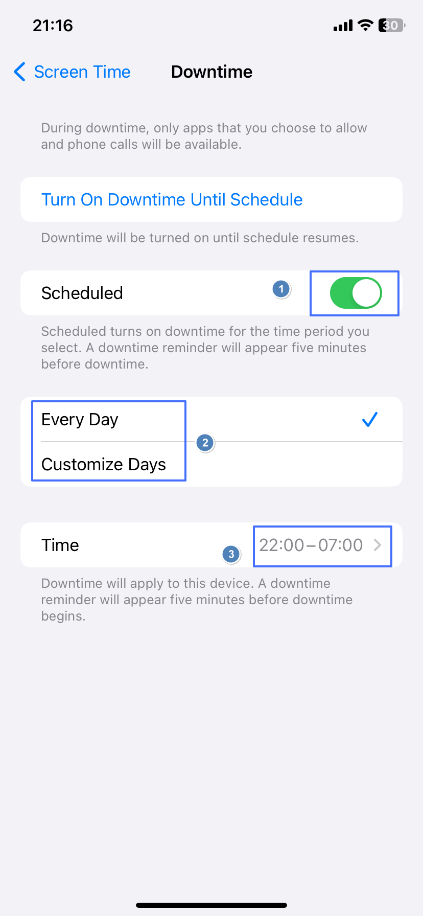 schedule iPhone usage