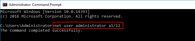 set new password via command prompt