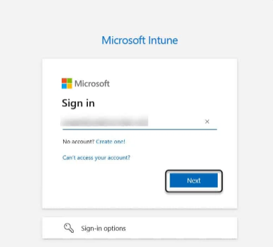 sign in intune