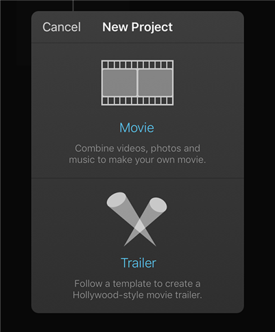 start-new-project-imovie