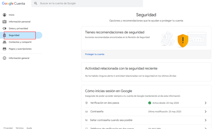 Ve a la seguridad de Gmail