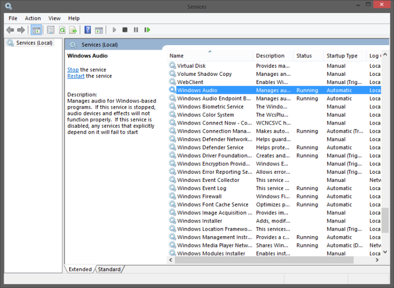 Windows audio service